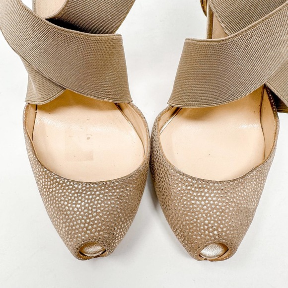 Christian Louboutin Gold Metallic Dotted Textured Big Dorcet Pump Heels EU 37 - Picture 5 of 16